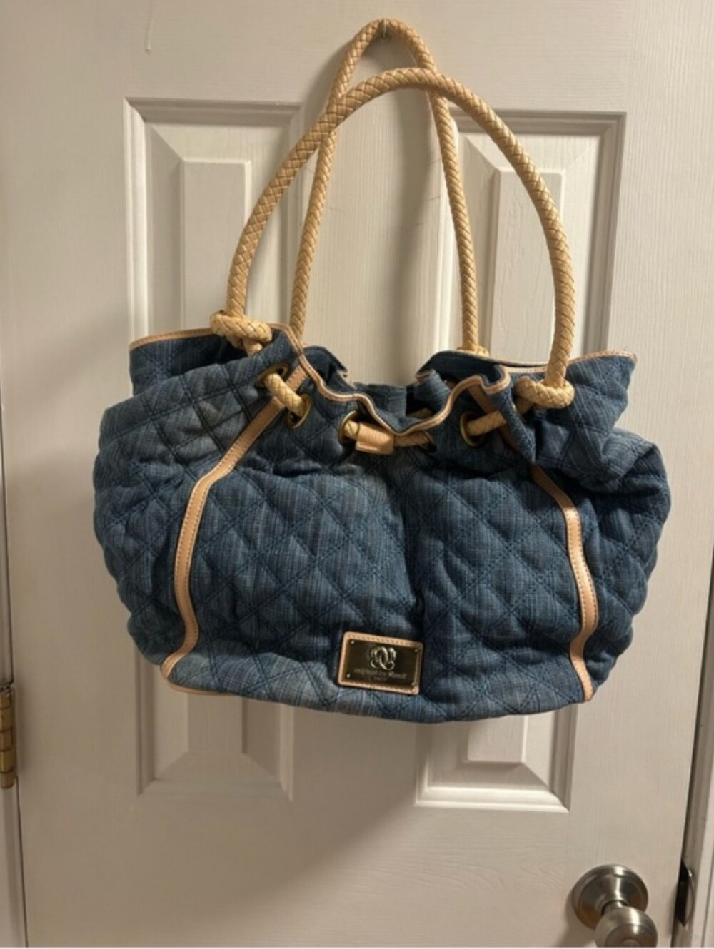 Sharif Jean Quilted Blue Tote Bag